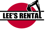 LEE'S RENTAL logo with red circle, black text, and a crane arm graphic