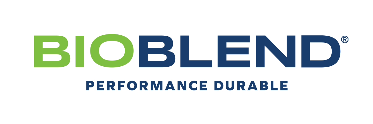 The logo for bioblend is blue and green and says performance durable.