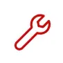 Un dessin au trait rouge d'une clé sur un fond blanc.
