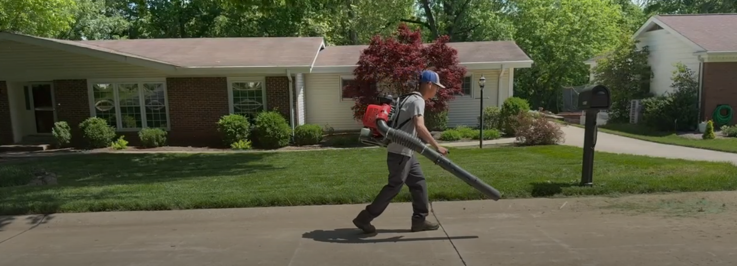 Hackmann Lawn blowing mowed grass | St. Charles MO road