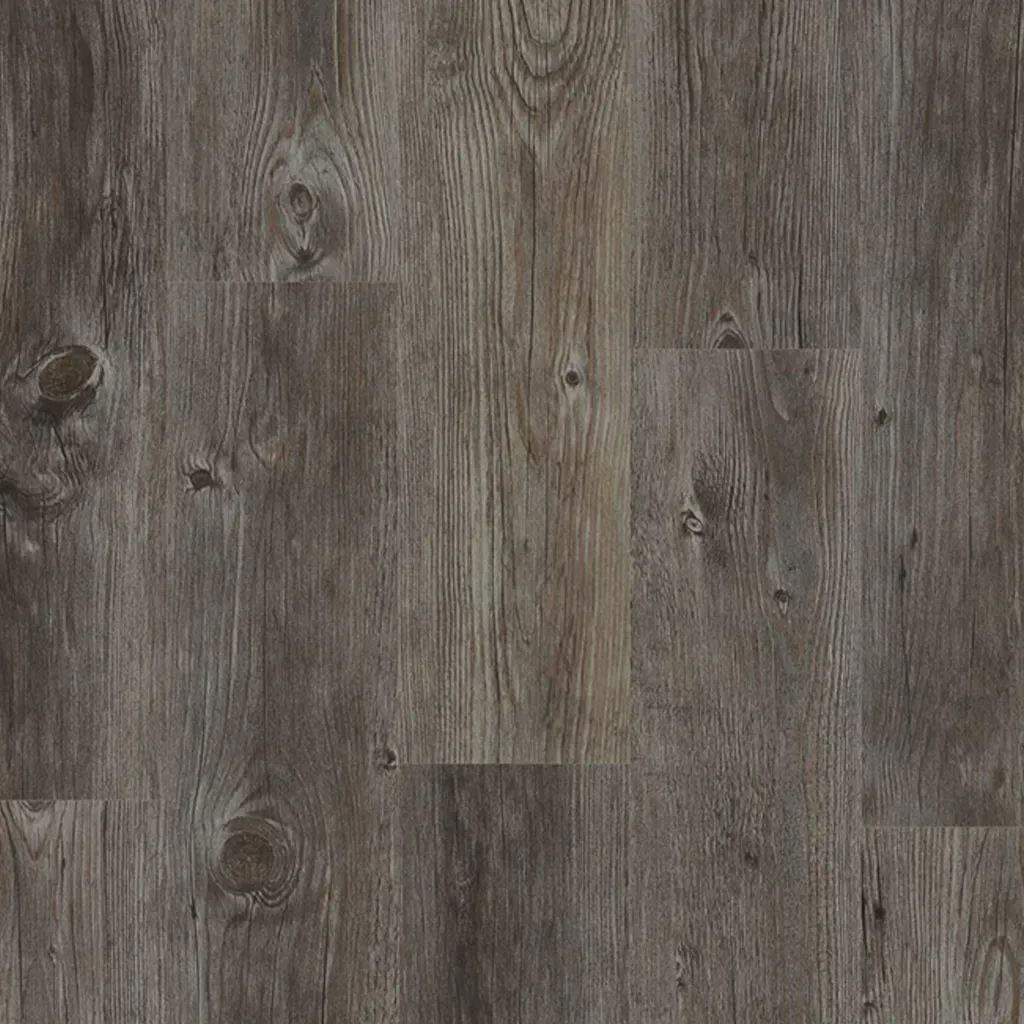 Textura de tablón de madera gris parduzca con vetas y nudos visibles.