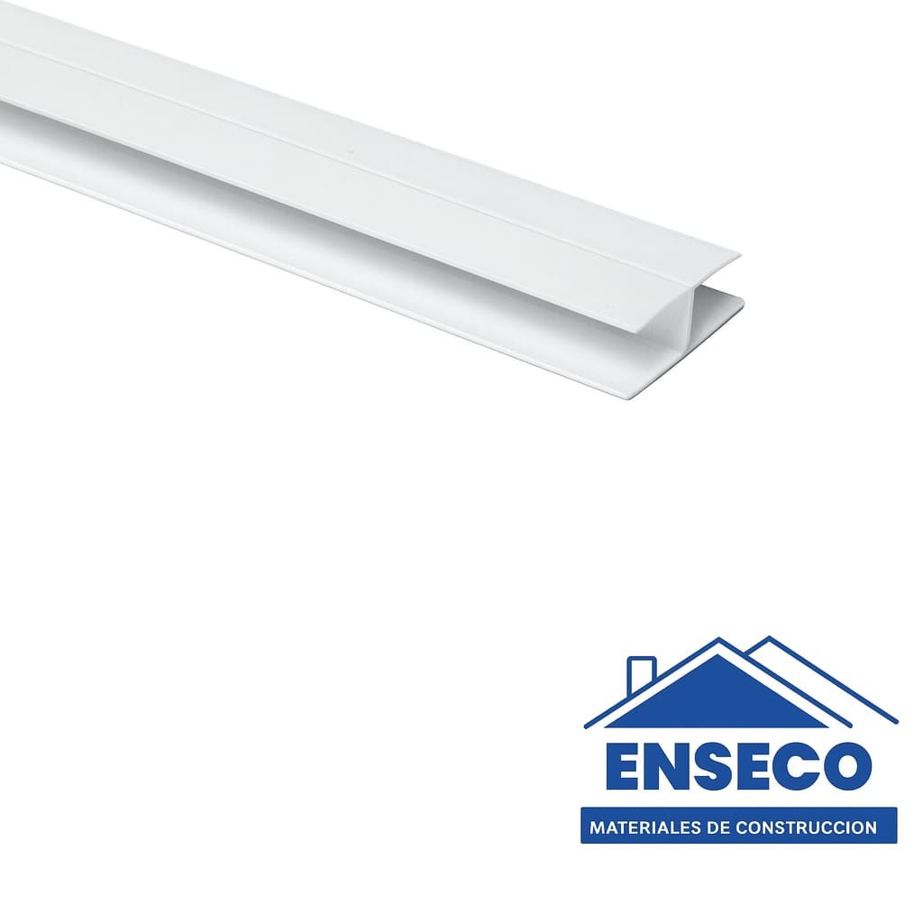 Moldura decorativa de plástico blanco con el logotipo de ENSECO sobre fondo blanco.