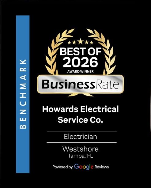 BusinessRate 2026 benchmark award for Howards Electrical Service Co. in Westshore, Tampa, FL