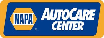 The napa autocare center logo is blue and yellow