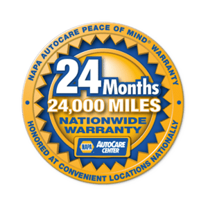 Napa autocare center has a 24 month nationwide warranty