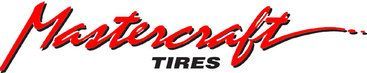 The logo for mastercraft tires is red and black on a white background.