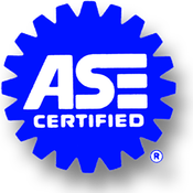 A blue logo that says ' ase certified ' on it