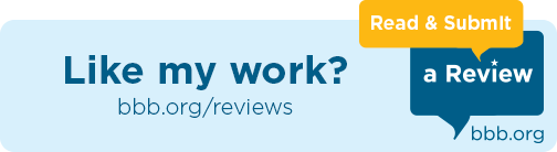 A blue sign that says like my work read and submit a review