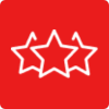A red circle with three white stars on it.