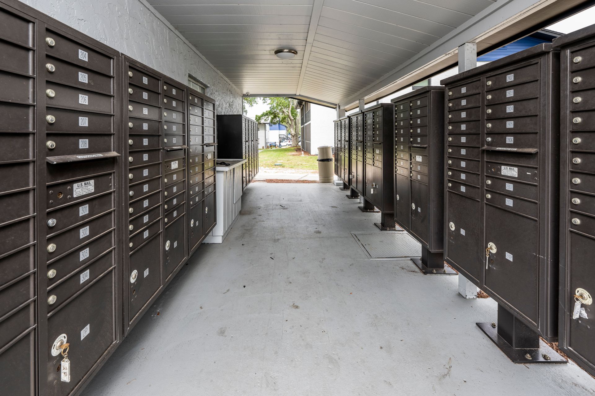 Rows of mailboxes