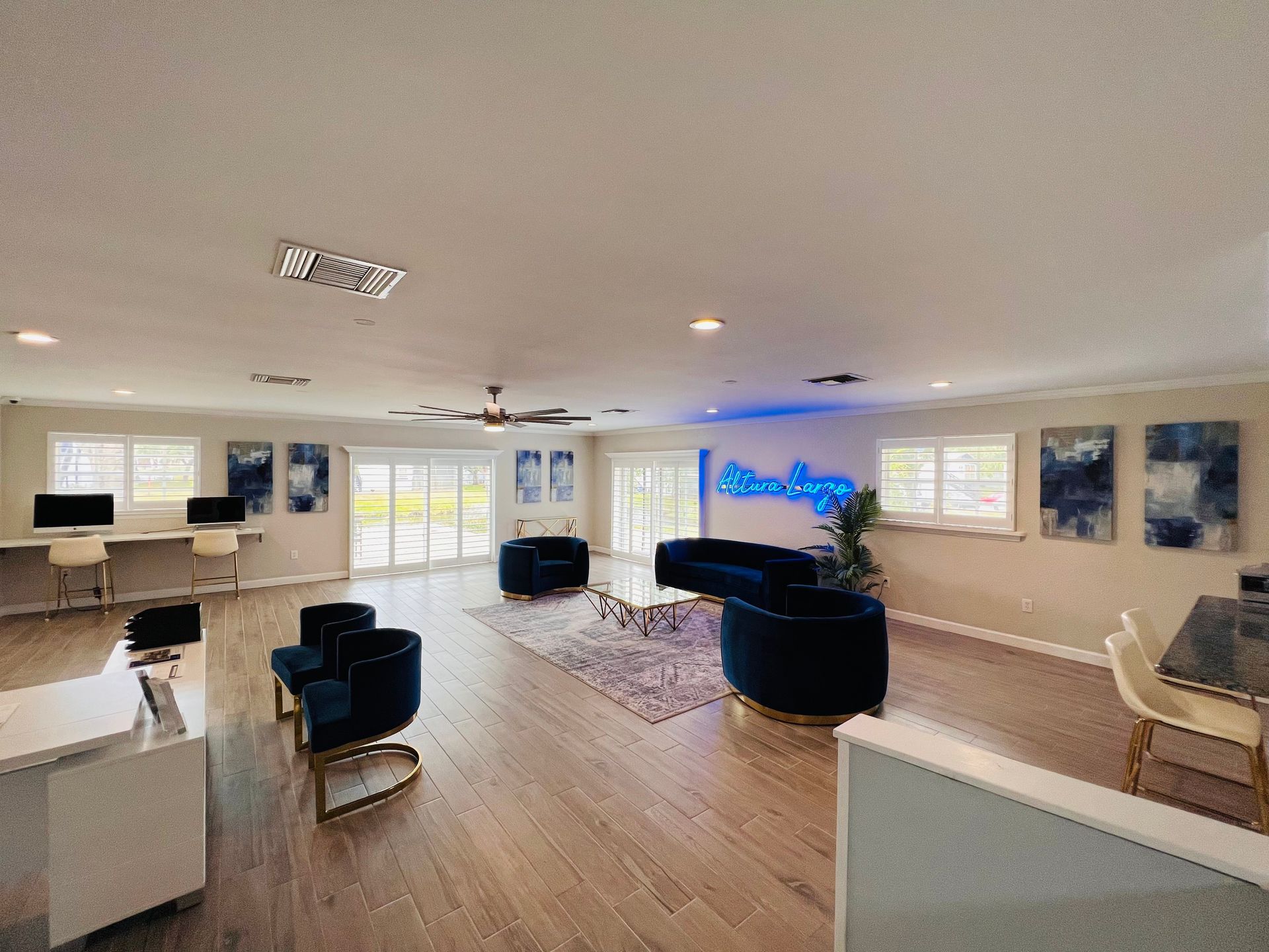 Leasing office with seating area