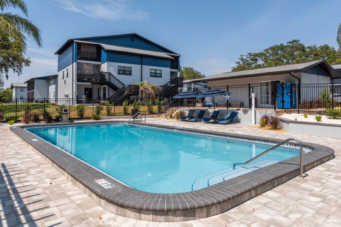 Pool and apartment buildings