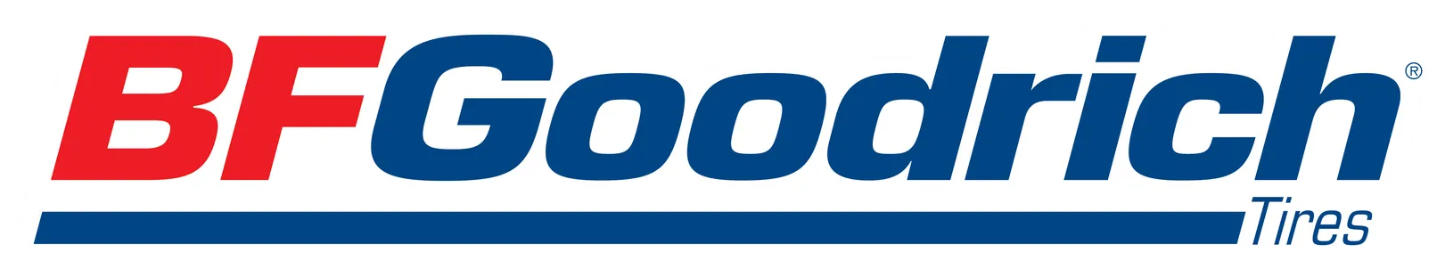 BFGoodrich Tires logo in red and blue text with blue underlines