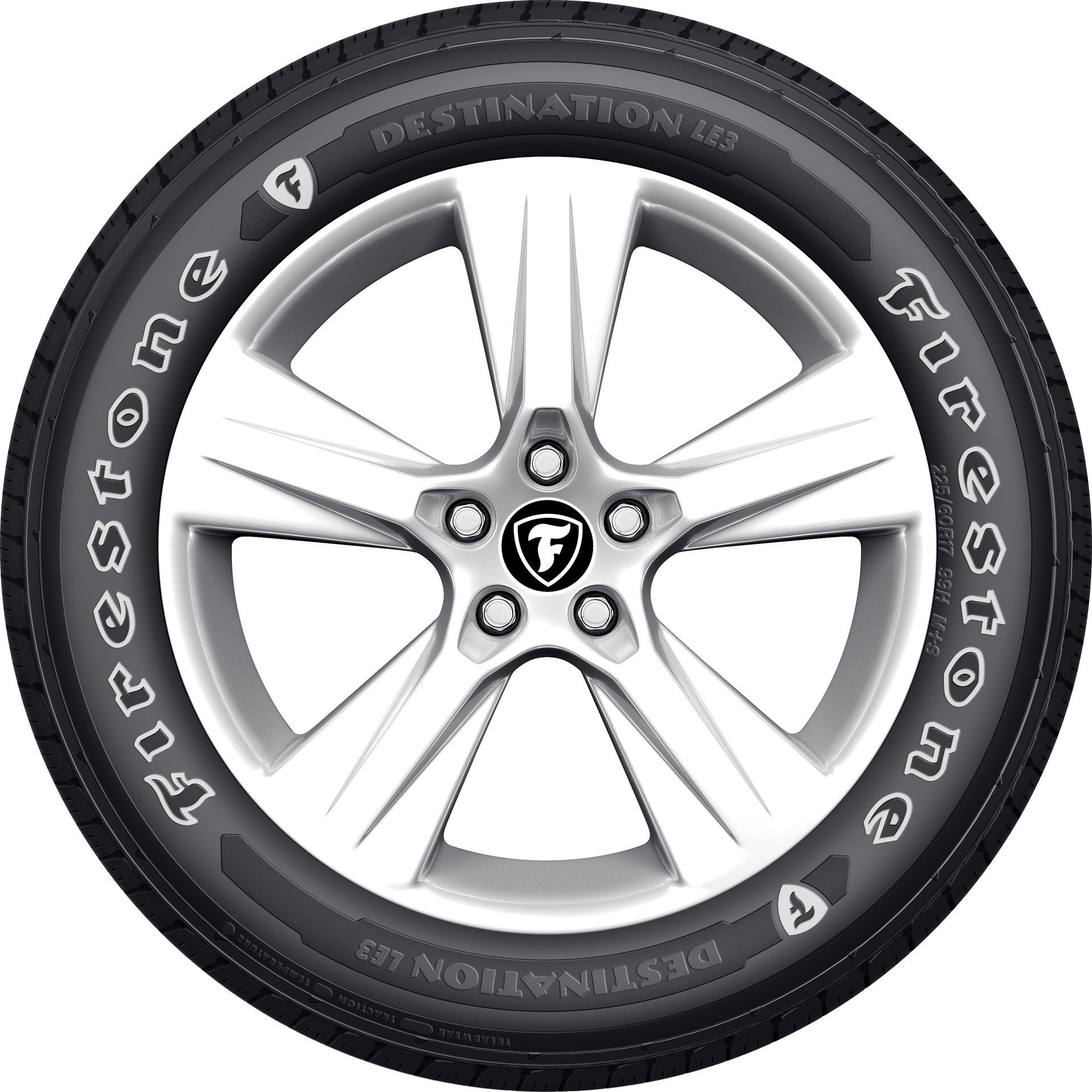 Silver alloy car wheel with a black Bridgestone tire and logo in the center