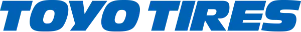 TOYO TIRES logo in blue italic text on a white background