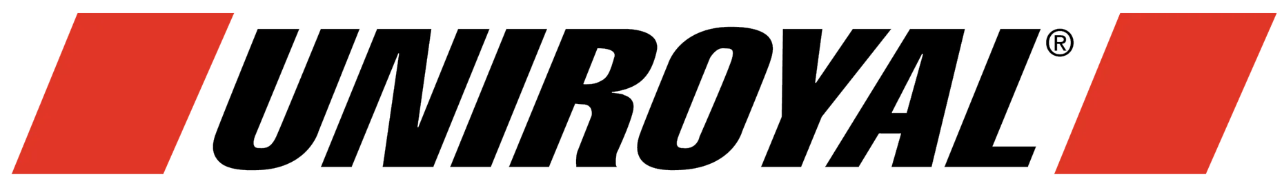 Uniroyal logo with bold black text and red diagonal blocks on a white background