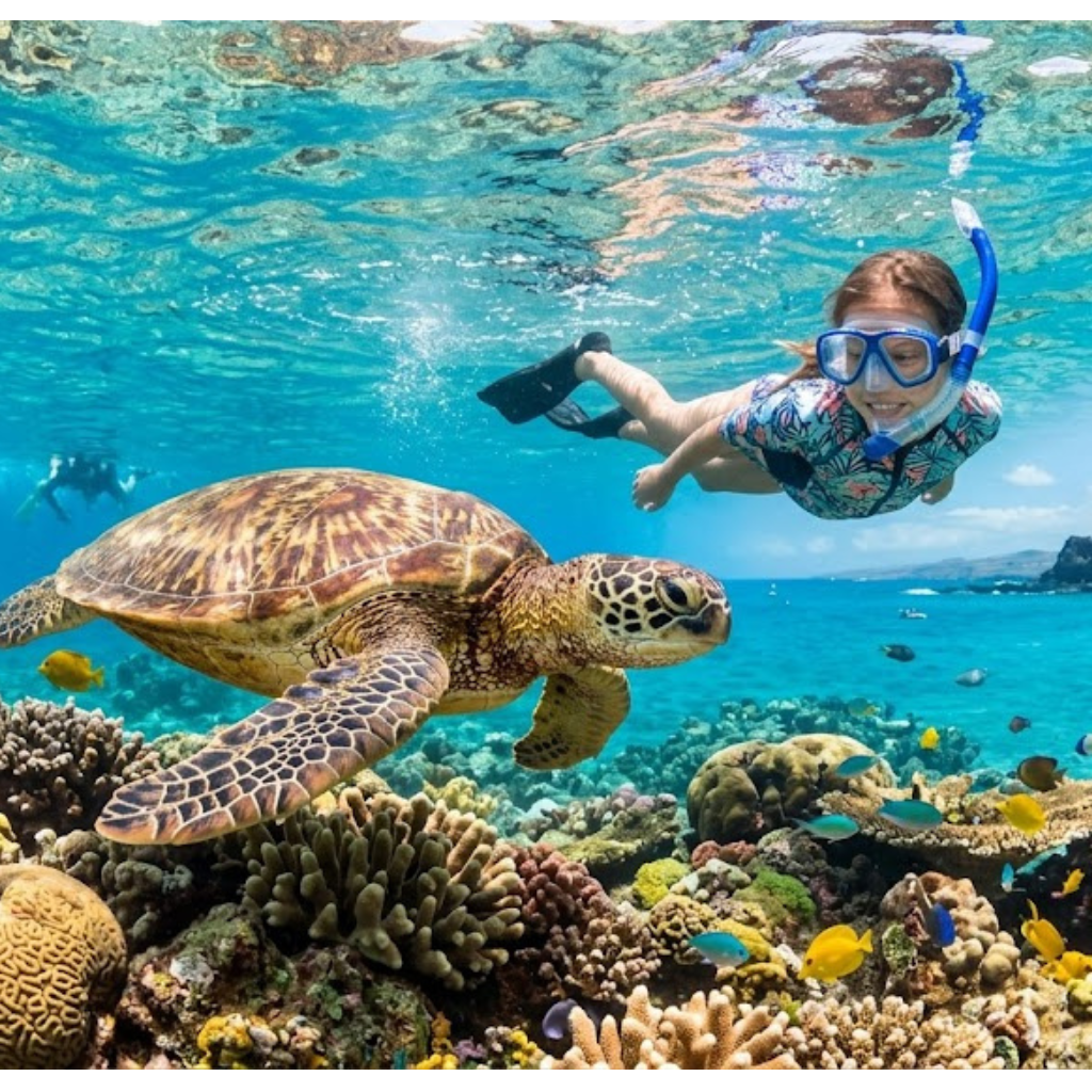 family turtle town snorkel boat tour on Maui