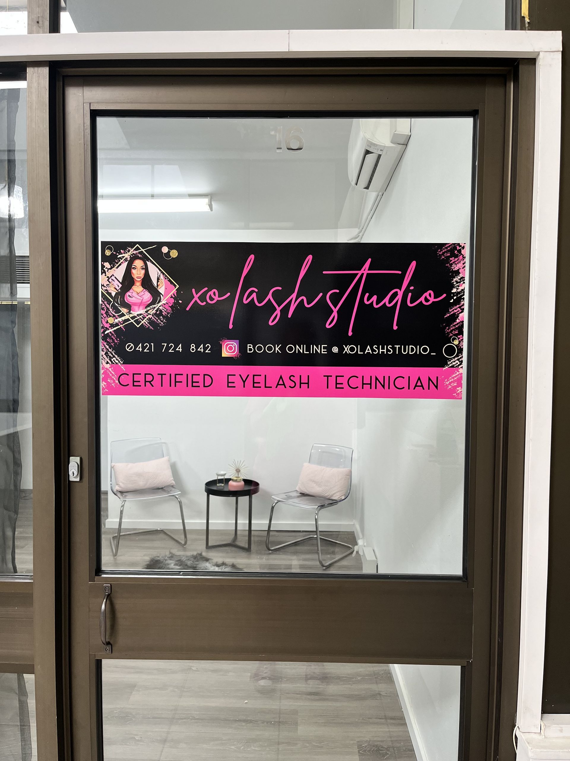 Glass door of