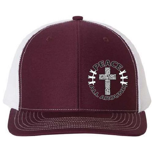 Peace All Around Richardson 112 Trucker Hat -- Maroon/White