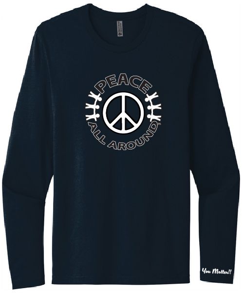 Peace All Around Peace Symbol Long Sleeve T-Shirt – Navy | “You Matter” Tee