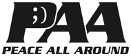 PAA logo with a smiley face and the words “Peace All Around” in black text