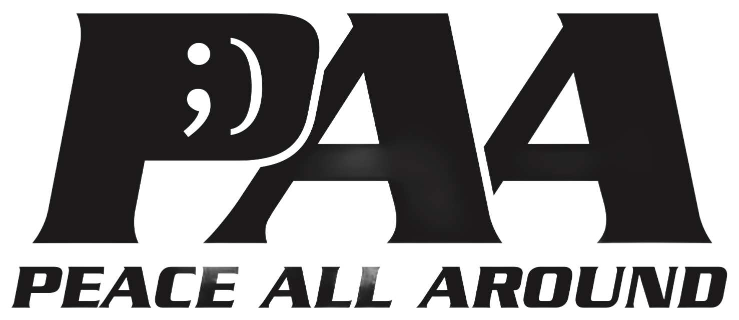 PAA logo with the words “PEACE ALL AROUND” in bold black text