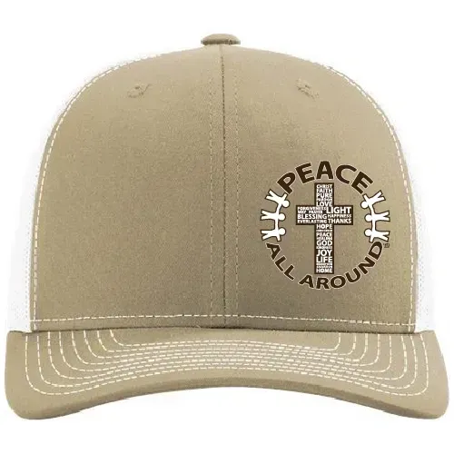 Peace All Around PacFlex Trucker Hat – Khaki/White
