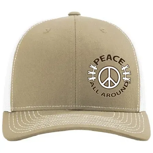 Peace All Around PacFlex Trucker Hat – Khaki/White