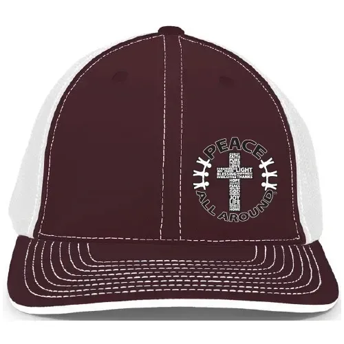 Peace All Around PacFlex Trucker Hat –Maroon/White