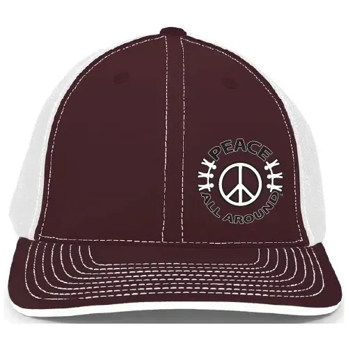 Peace All Around PacFlex Trucker Hat –Maroon/White
