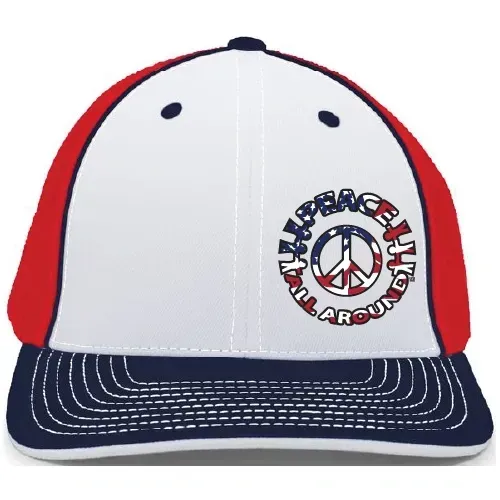 Peace All Around PacFlex Trucker Hat –White/Red/Navy
