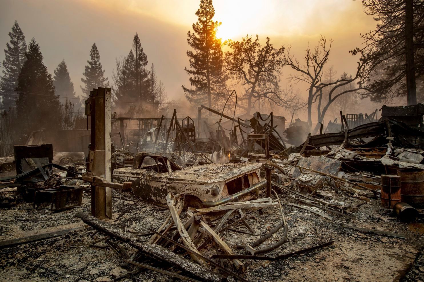 Aftermath of the Camp Fire in Paradise, California, which helped inspire the mission behind Peace All Around