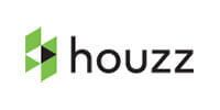 A houzz logo with a green triangle on a white background.