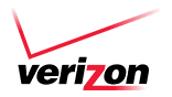 A verizon logo with a red arrow on a white background.