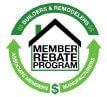 A logo for a member rebate program for builders and remodelers.
