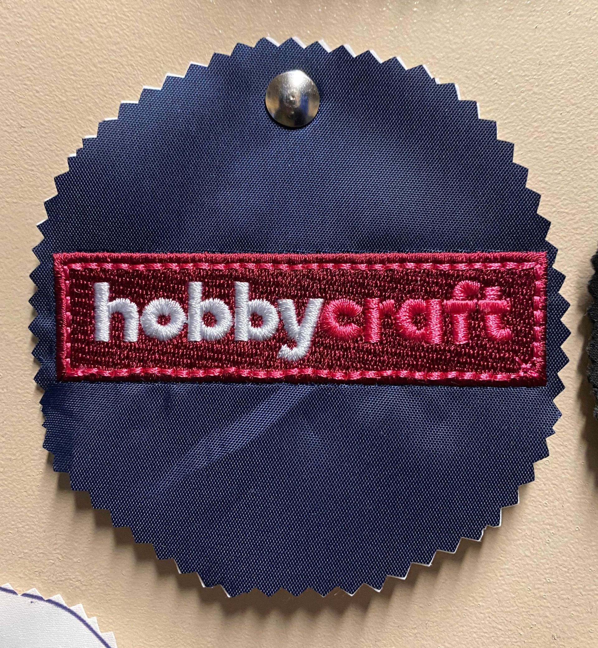 Circular blue fabric sample with 