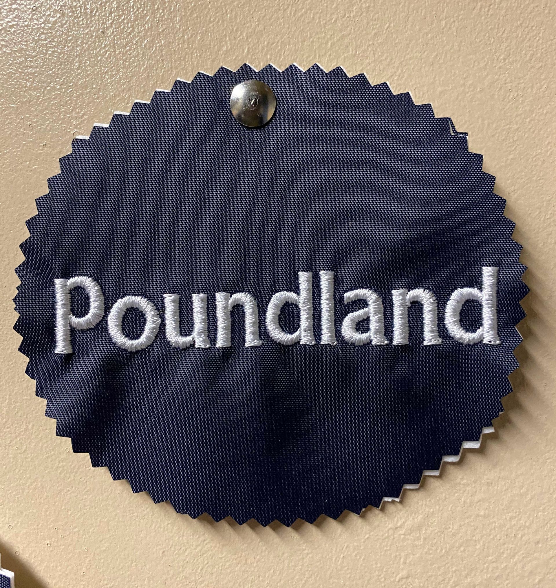 A navy blue fabric swatch with 