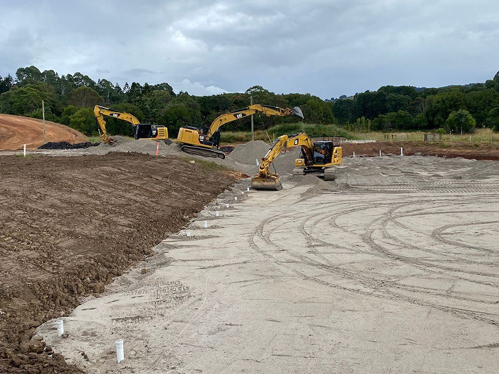 Construction Site with Yellow Excavators — J & M Bashforth & Sons In Byron Bay, NSW