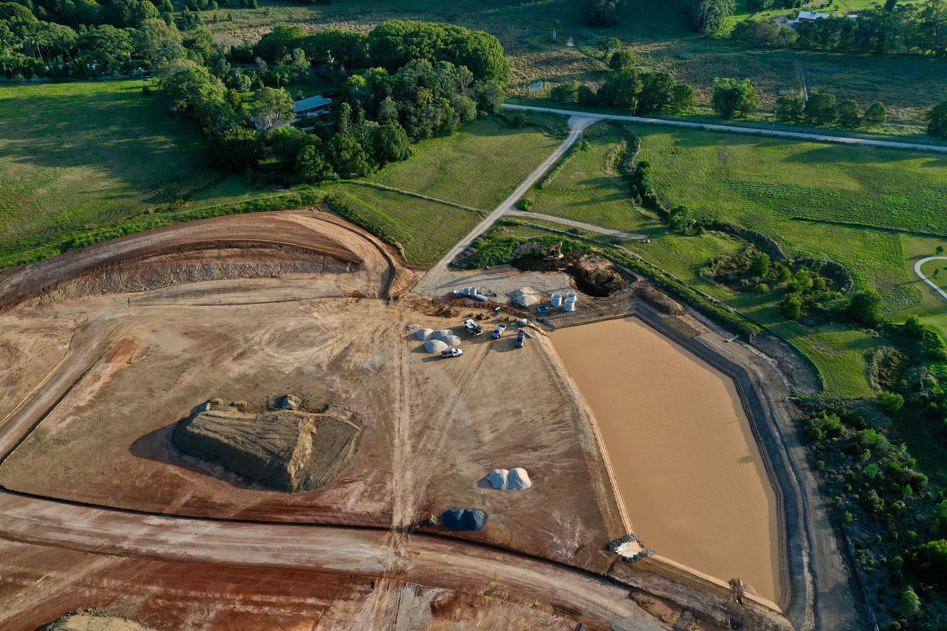 An Aerial View of A Construction Site in The Middle of A Field — J & M Bashforth & Sons In Murwillumbah, NSW