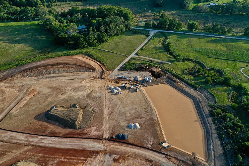 Aerial View of Construction Site with Dirt— J & M Bashforth & Sons In Byron Bay, NSW