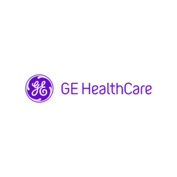 GE HealthCare logo in purple on a white background