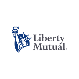 Liberty Mutual logo with blue Statue of Liberty torch icon and gray text