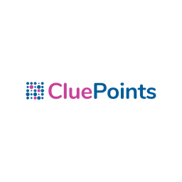 CluePoints logo with a pink-and-blue dotted icon and blue wordmark