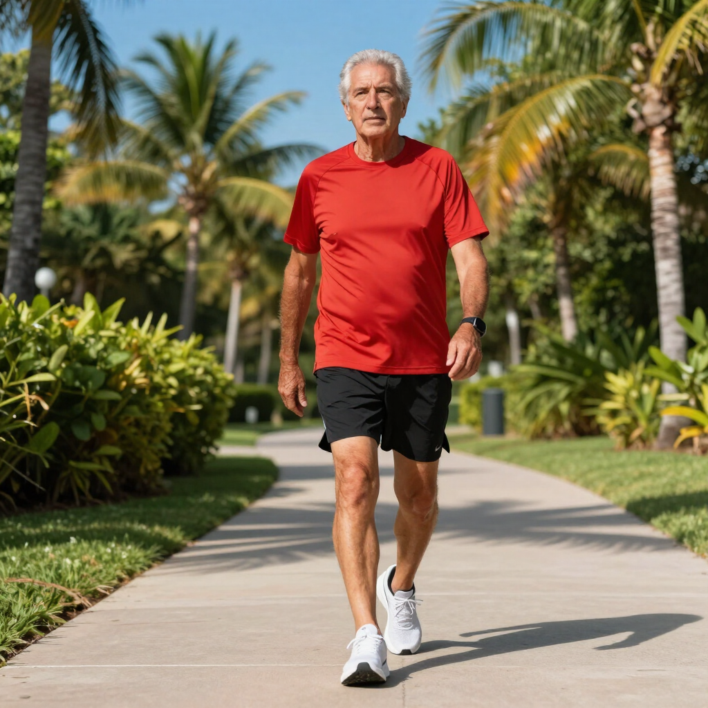 Senior walking in park