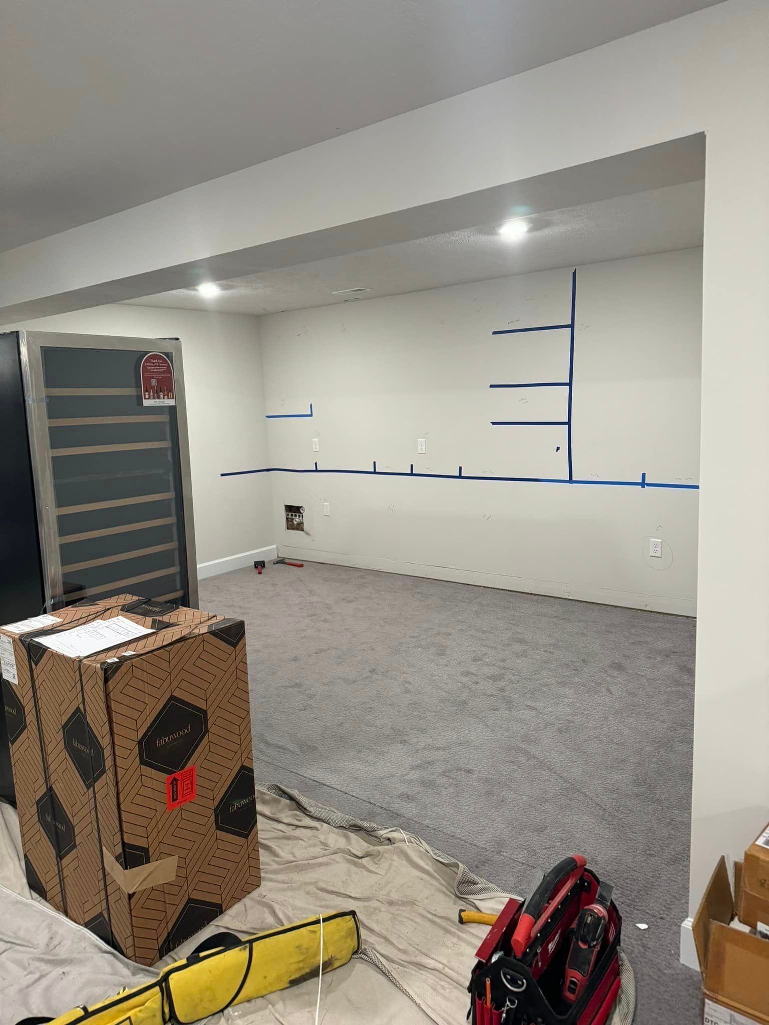 basement bar remodel in progress