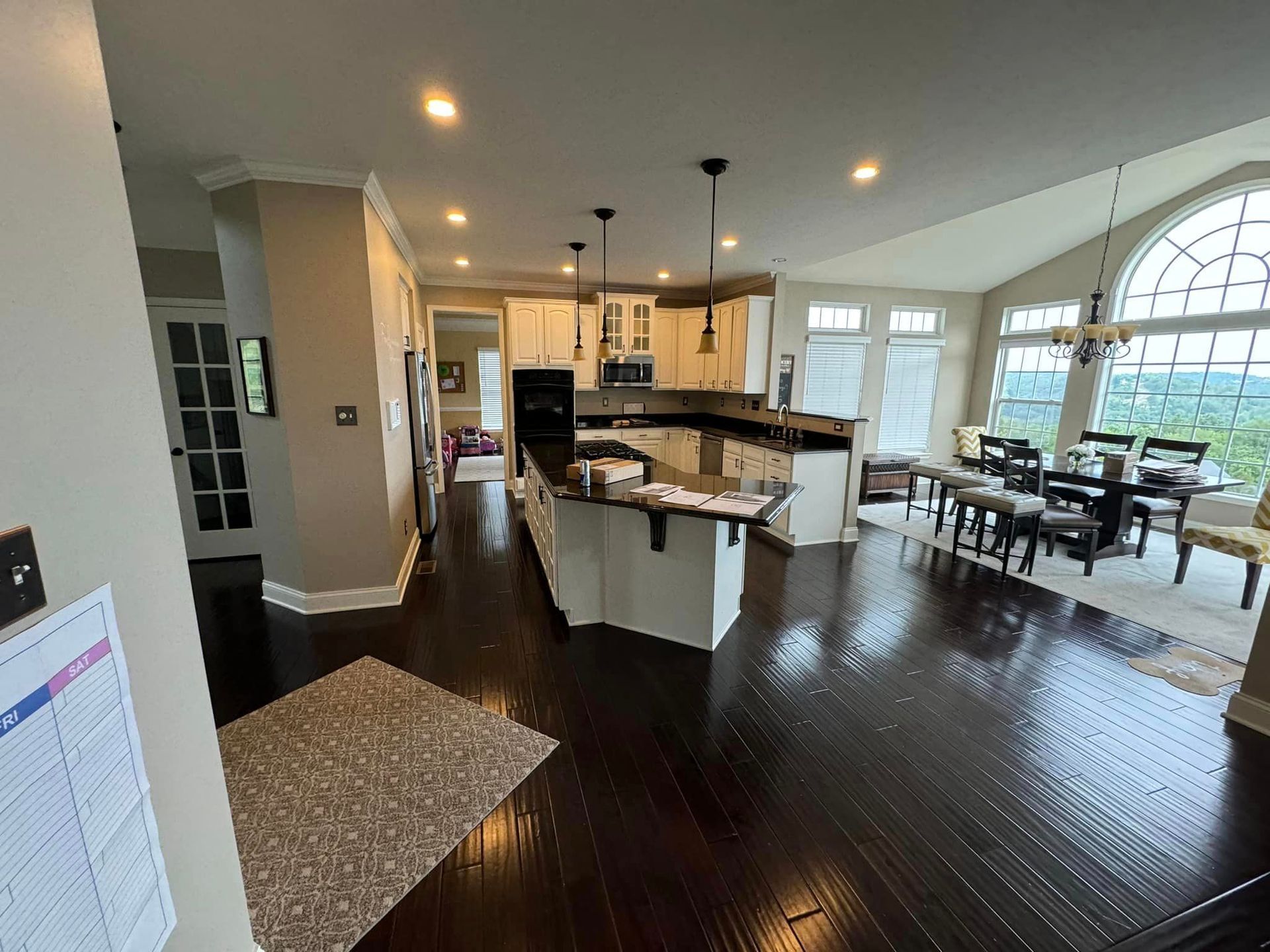 kitchen remodel in pittsburgh with dark wood floors after work is complete