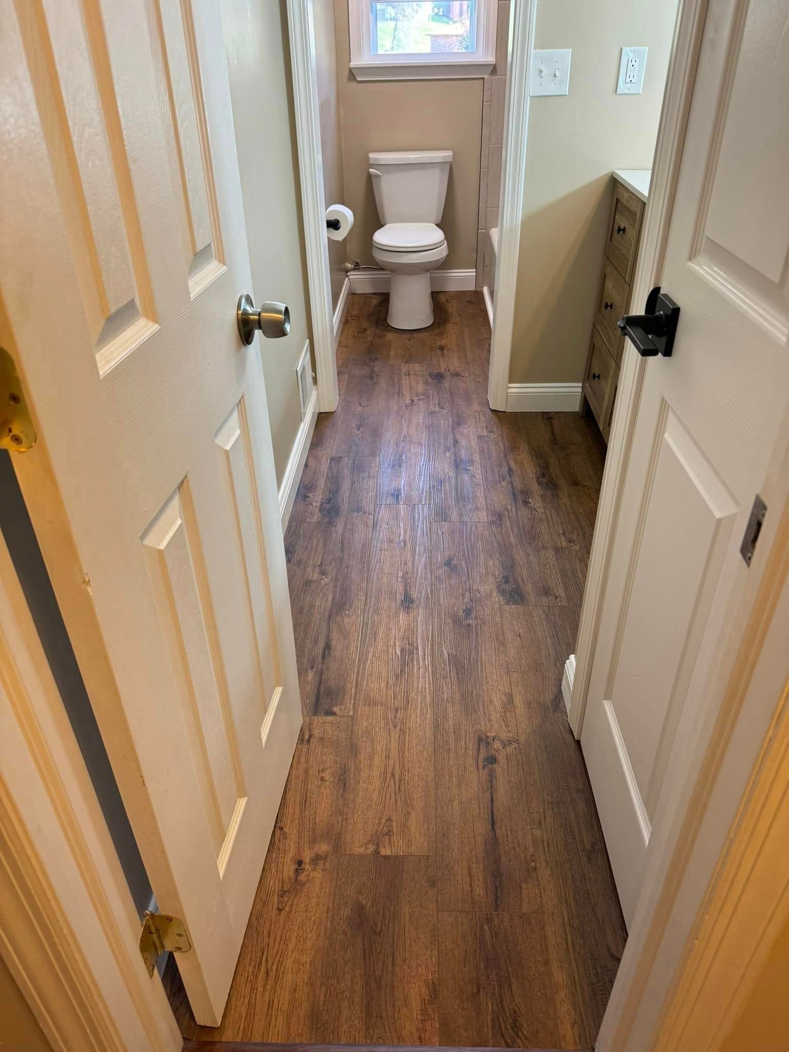 view into master bathroom