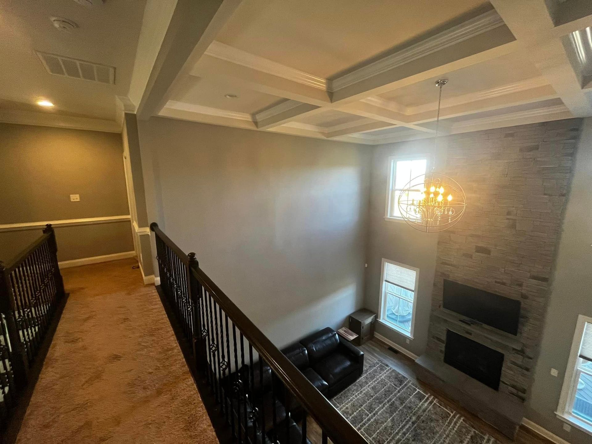 upstairs hallway walls painted grey by obringers