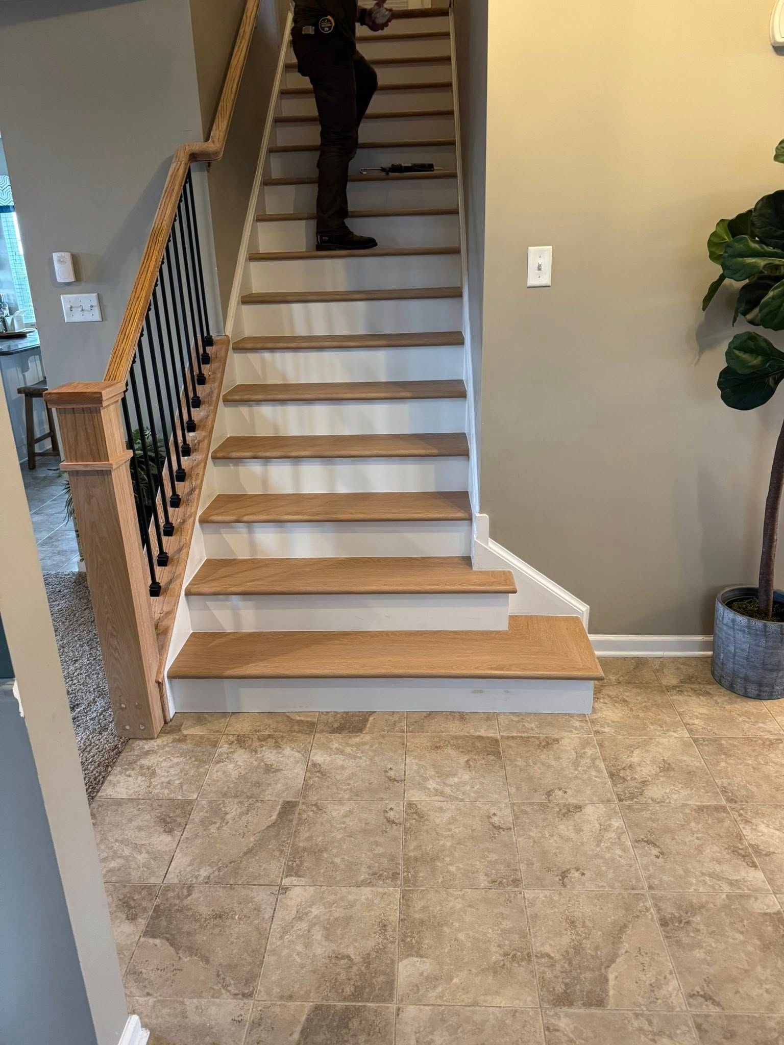 finished lower staircase remodeling project