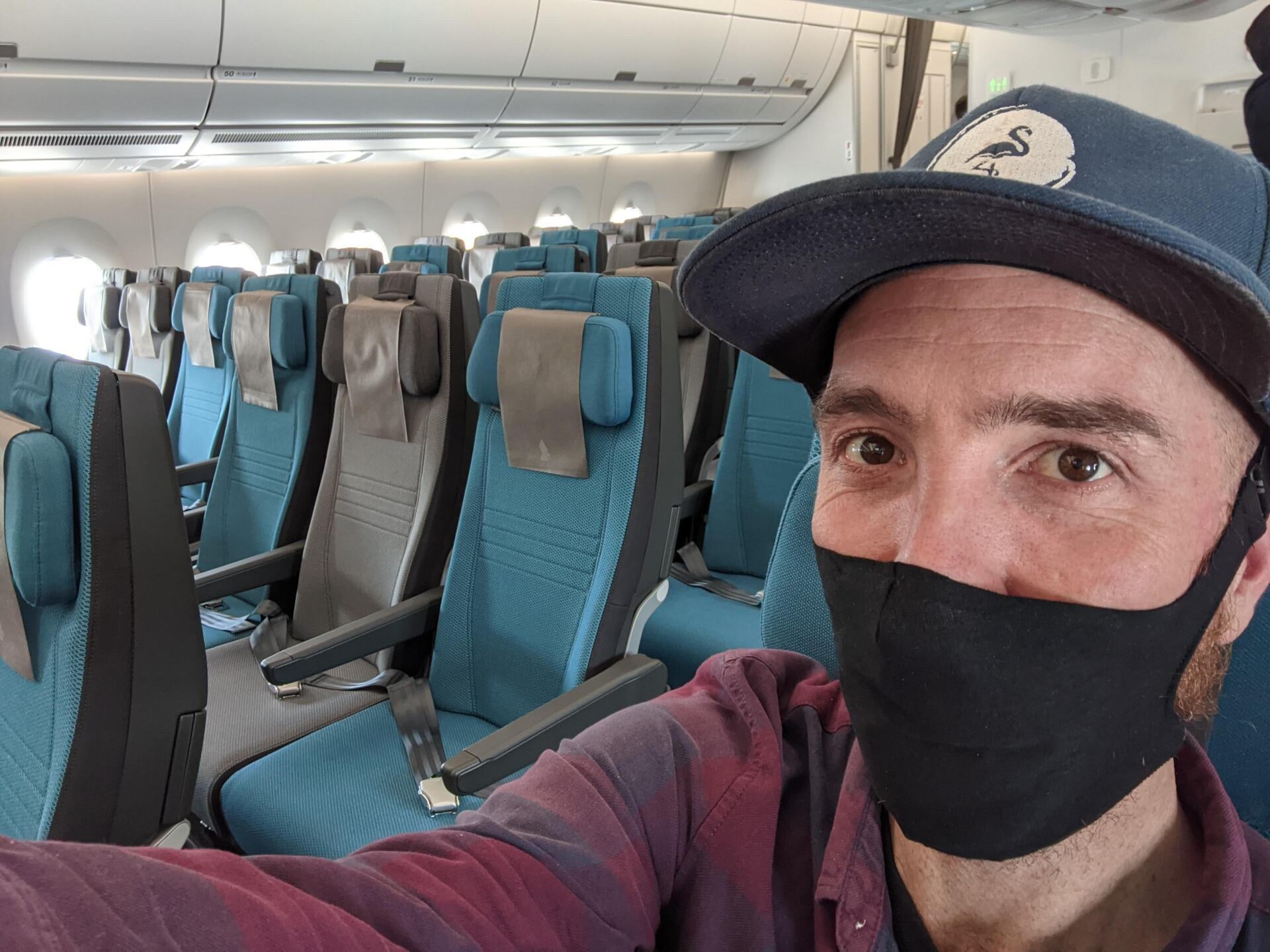 Tom Pawson on a plane